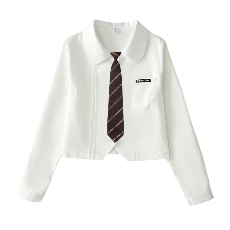 速发早春JK制服叠穿内搭高腰长袖校服班服款短白衬衣