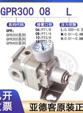 原装亚德客精密调压阀过滤器GPR20006/GPR30008/GPR40010/15L/M/H