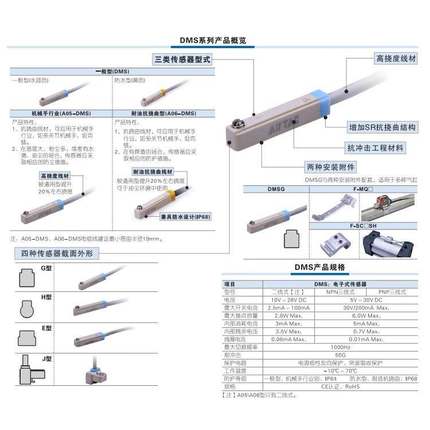 亚德客耐油抗挠曲型磁性开关A06-DMSG H E020 030 050防水级IP68