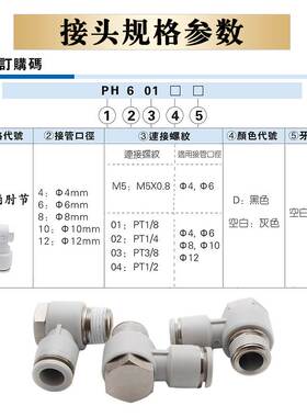 亚德客接头PH10/12-02/03/04-S PH1002 PH1003/1004 PH1204/1203