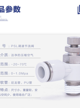 原装亚德客调速 节流阀 PSL4M5A PSL401A PSL4M5B PSL401B AirTAC