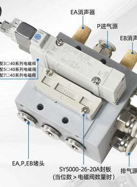 SMC汇流板SY5140电磁阀阀座SS5Y5-41-02/03/04/05-01-C4-C6集装板