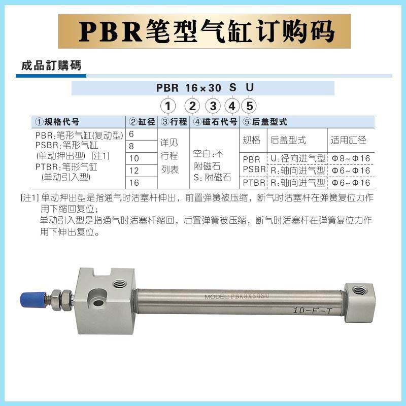 亚德客气缸PBR6X8X10X15X20X25X30X40X50X60X75X80X100X125SU/SR