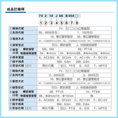 AirTac亚德客7V0530C-M5电磁阀7V0530E-M5 7V0530C-J04/B050/B200