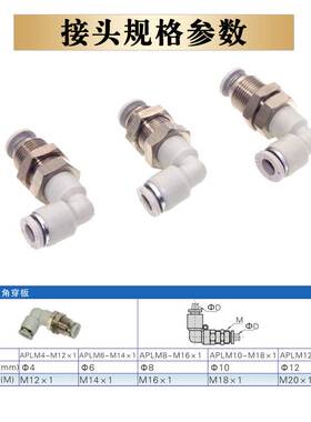 亚德客接头隔板弯头直角穿板APLM4 APLM6 APLM8 APLM10 APLM12 D