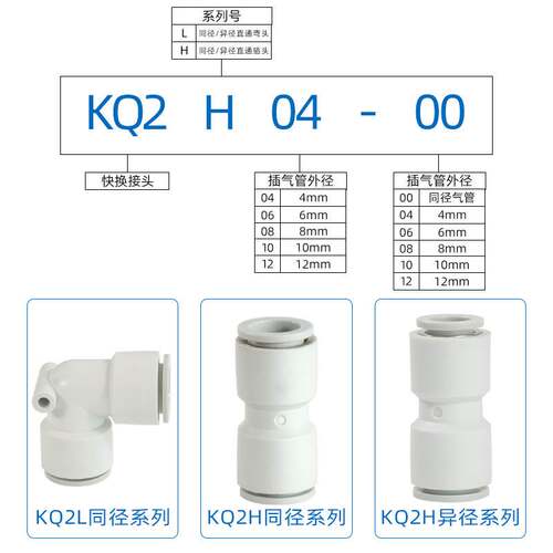 SMC气管直通变径PG接头KQ2H04/KQ2H06/KQ2H08/KQ2H10/KQ2H12-00A