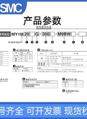 SMC机械式无杆气缸MY1M16/20/25/32G/40/50/63-700A6-800H7-900LS