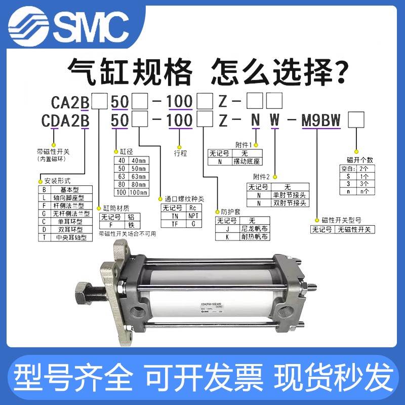 SMC带法兰型气缸CDA2F/CDA2G40-25-50-63-75-80-100-125-300-900Z