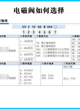 原装AirTAC亚德客电磁换向阀5V110-06-M5 B050 B200 5V11006 A050