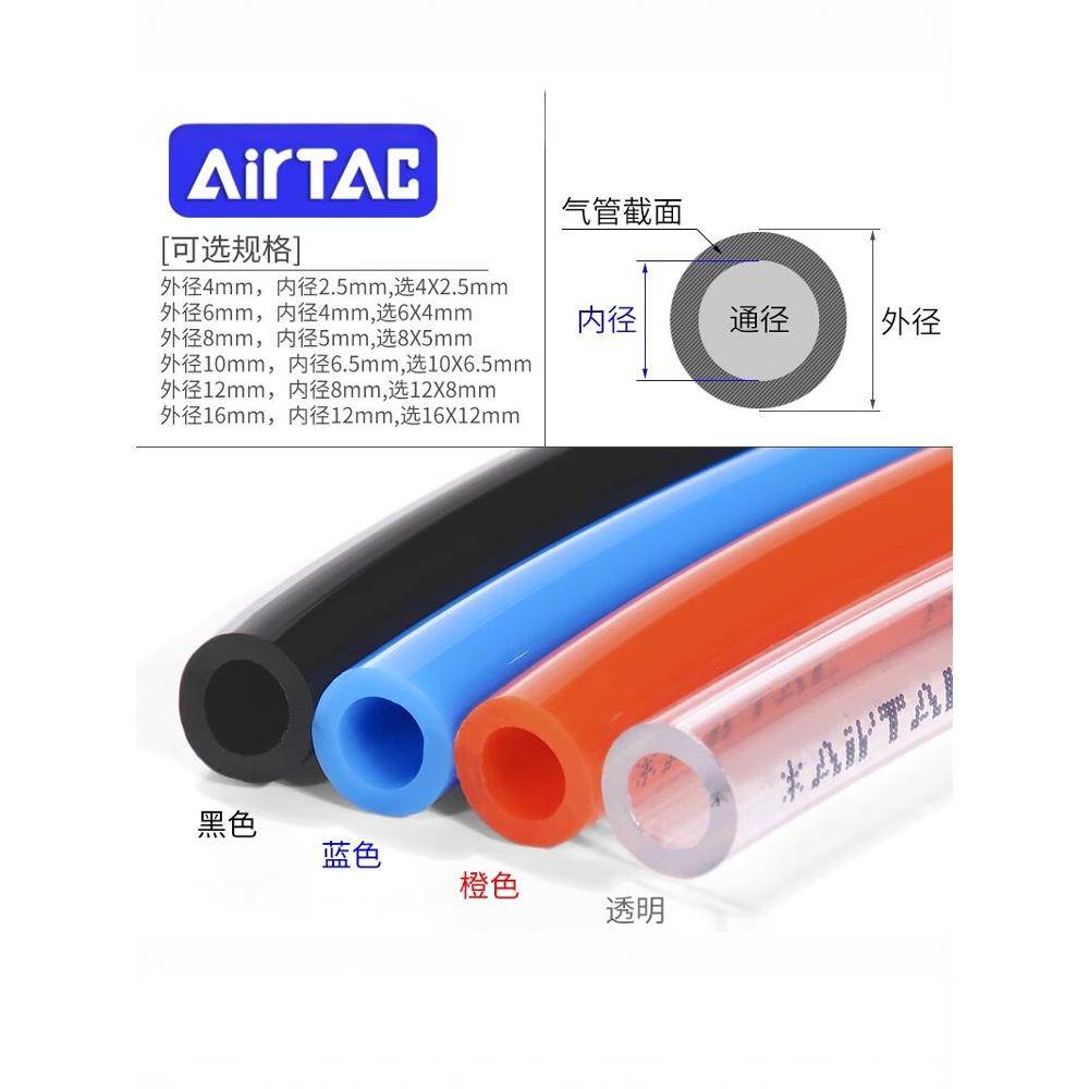 亚德客PU气管US98A气动软管/6/8/10/12/16X2.5X4X5X5.5X6X6.5一卷