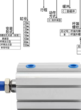 SMC型C55B薄型气缸/CD55B/20-25-32-40-50-63-10-30-35-45-100D-M