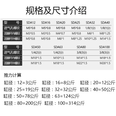 薄型气缸SDA20-5X10*15X20X25X30SX40X45X50X60X70X80X90X100-S-B