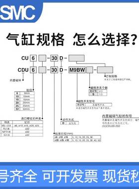 SMC小型气动CU自由安装气缸CDU6-10/16-20/32-45-60-70-80-90-125