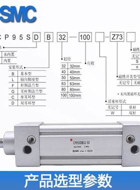 SMC标准气缸CP95SDB/CP95SB32/40/50/63/80/100/125-25-50-75-100