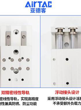 亚德客滑台气缸HLQ12X10X20X30X40X50X75X100SAS/AF/B/BS/BF-MXQ