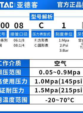 亚德客原装气动调节阀逆流阀GR20008C1空气减压阀气压可调式GR200