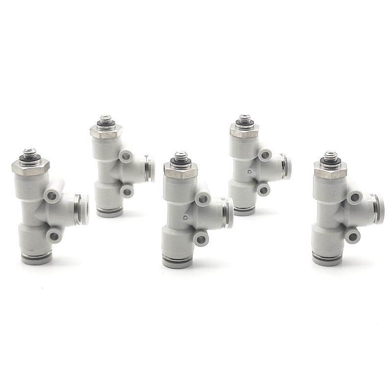 亚德客气动T型侧螺纹三通快速接头PED-4-6-8-10-12-M5-01-02-03