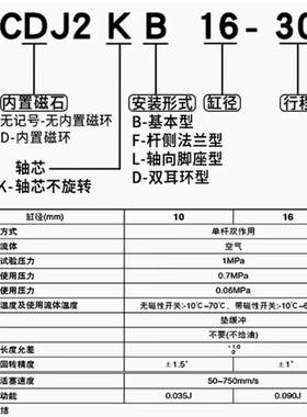 SMC杆不旋转气缸CJ2KB10/CDJ2KB16-15-25-50-75-100-150-200Z-B