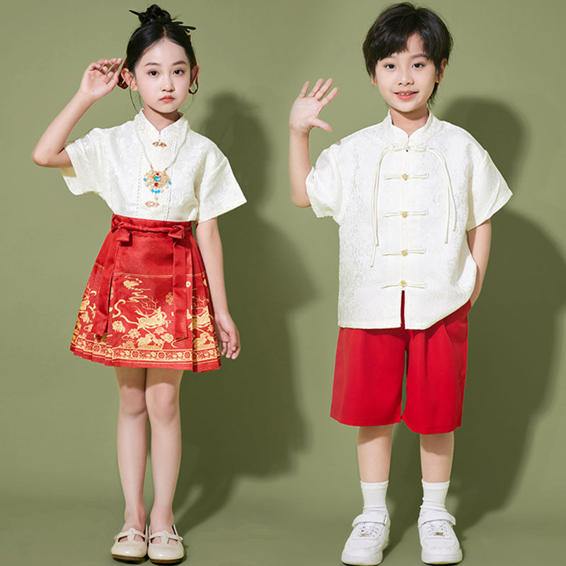 六一儿童大合唱演出服男女童诗歌朗诵表演幼儿园马面裙毕业照班服