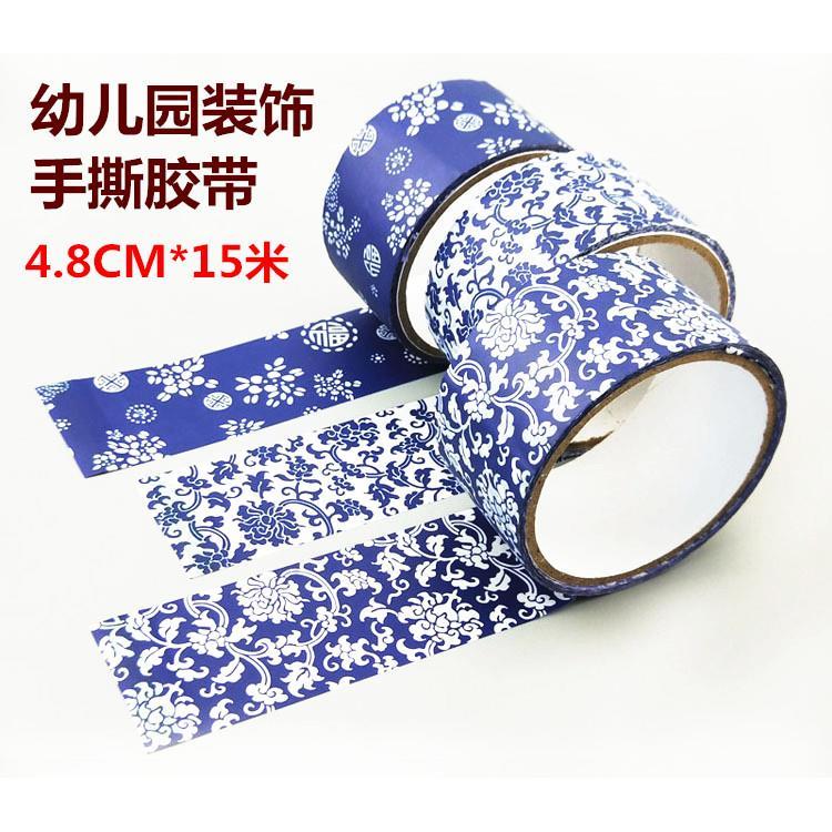 胶布贴墙花盆贴画特色青花瓷胶带花边走廊墙贴贴纸装饰图片