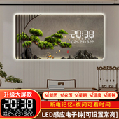 精梭简约风数显万年历装 带农历电子钟 饰画挂钟小清新客厅挂钟新款