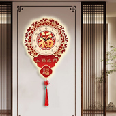 精梭万事顺遂五福临门中国结装 饰钟简约节日挂钟大气客厅挂画钟