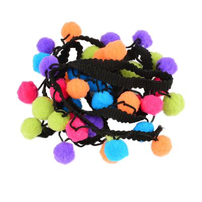 彩色毛球花边抱枕装饰辅料