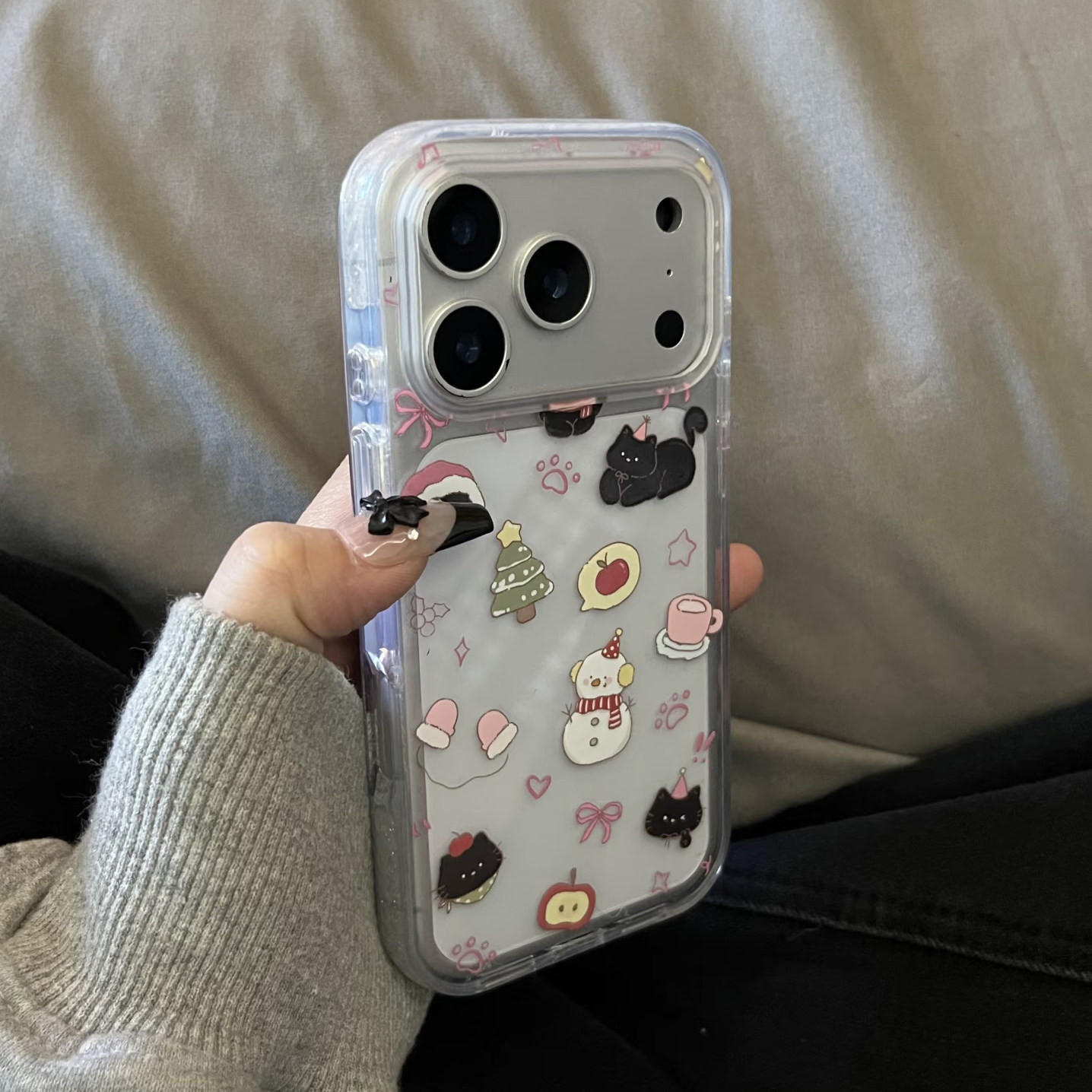 圣诞雪人猫爪适用苹果17promax手机壳iPhone16pro太空壳华为Mate70荣耀300vivox200小米15硅胶OPPOReno13软壳