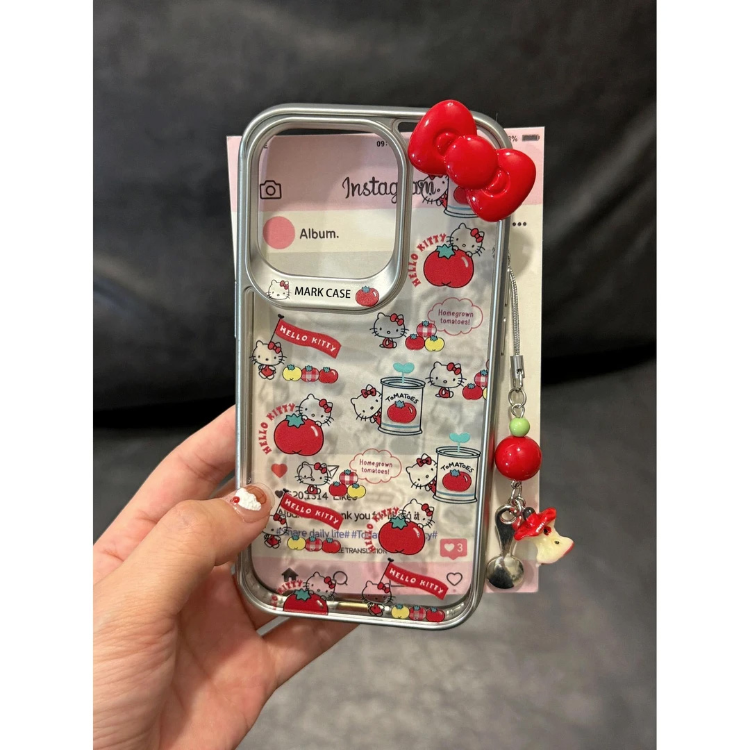 卡通凯蒂猫适用苹果16磁吸手机壳iphone16promax新款14pro max高级透明13pro趣味12西红柿15防摔plus可爱少女