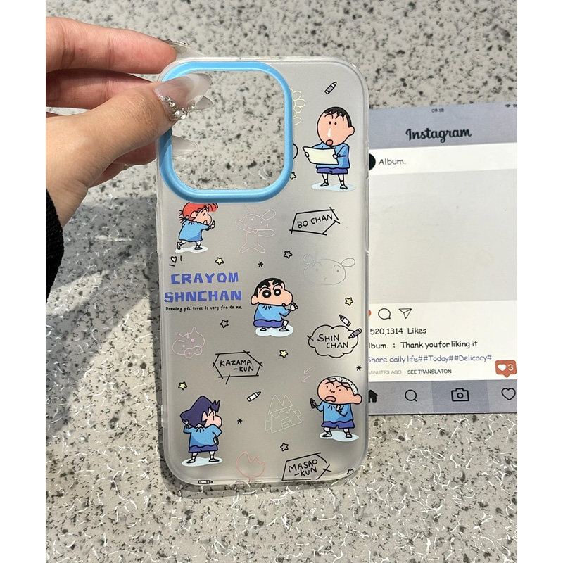韩系简约涂鸦画画小新和朋友插画适用苹果16promax新款防摔 iPhone15promax网红男女款个性创意全包苹果14/13