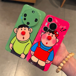 绿衣服胖虎适用苹果15promax手机壳16pro华为mate60新款pura70菲林硬壳OPPOReno12/vivos19x100支架小米14套