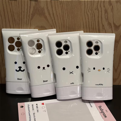 ins风卡通米菲兔表情护手霜洗面奶适用于苹果16pro手机壳iphone15新款防摔14全包硅胶13高颜值11高级感12女款