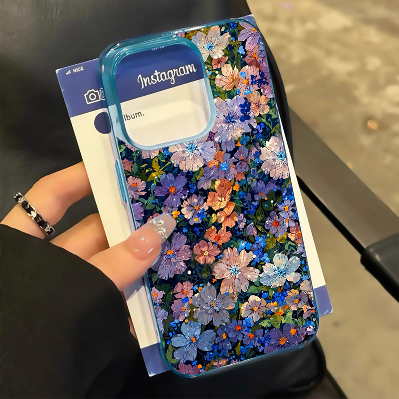 梦幻花海适用苹果16promax手机壳iphone14pro新款13/14趣味12网红超火11保护套15promax全包防摔冰透蓝卡通软