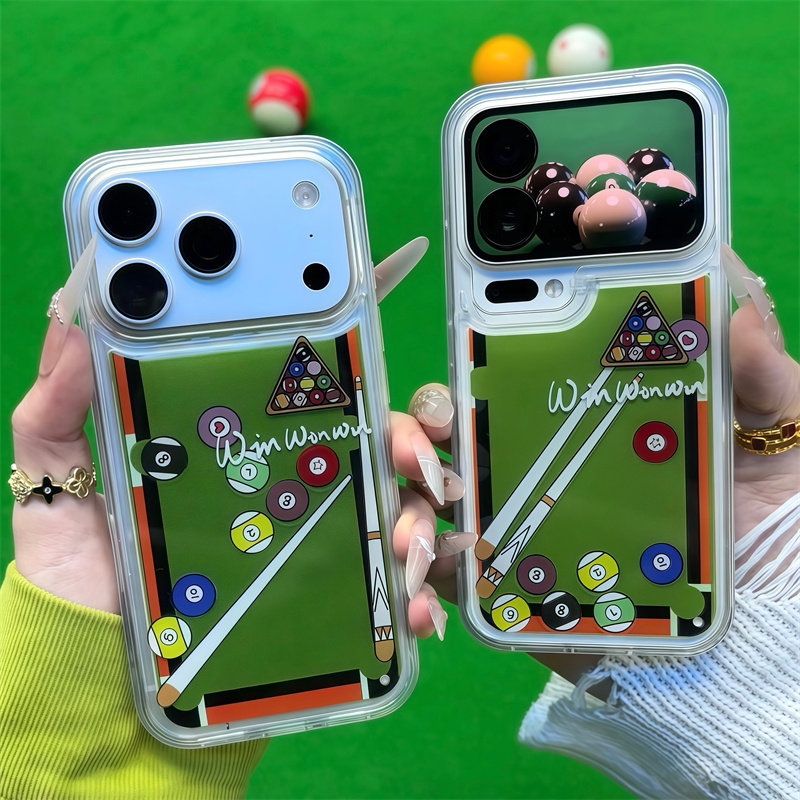 ins流沙滑片台球适用苹果17promax手机壳新款iphone16pro高级感华为Mate70防摔软15小众小米17pro全包保护套
