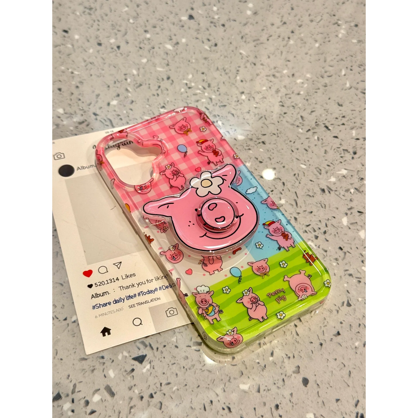 可爱拼图草原玛莎猪支架适用16/15promax手机壳iphone14pro红米note14防摔小米15华为pura70荣耀x60硅胶OPPO