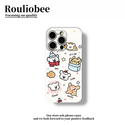 可爱线条小狗适用苹果15promax手机壳16pro华为mate60新款pura70菲林壳OPPOReno12/vivos19x100超火小米14套
