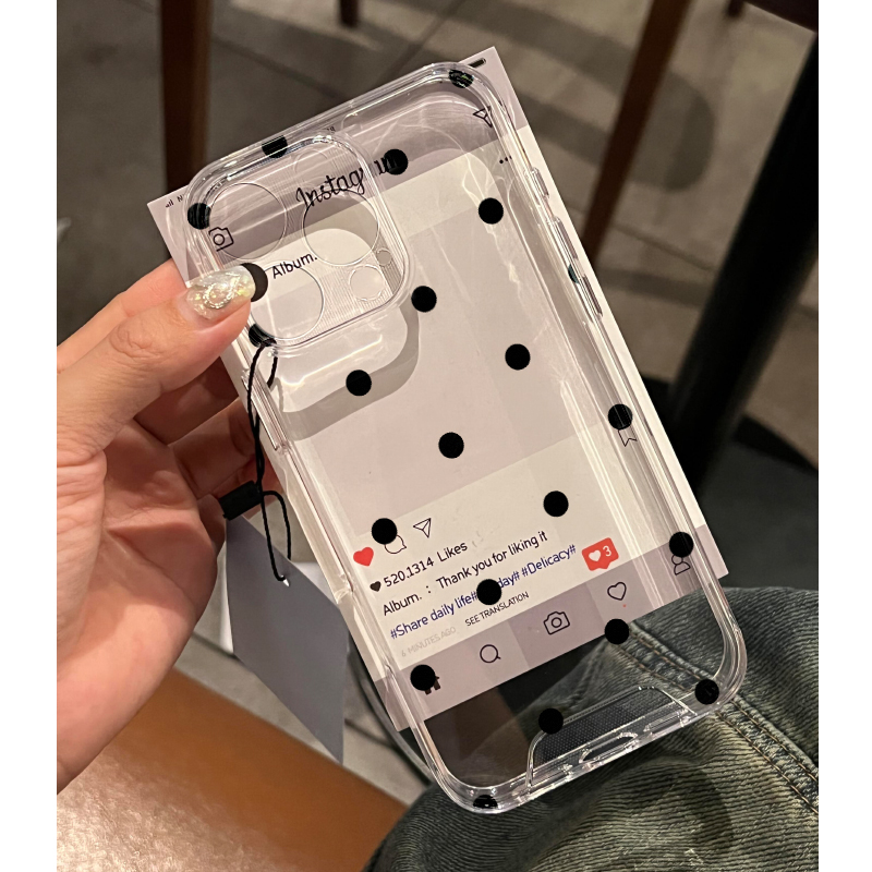 INS圆波点简约适用苹果15手机壳12卡通vivox100透明红米note13防摔小米14一加套华为pura70荣耀200软壳OPPO72