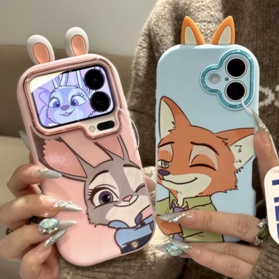 可爱贴贴尼克适用苹果17promax立体耳朵手机壳16pro华为mate70新款OPPOReno14金属小胖妹vivo300小米17pro软