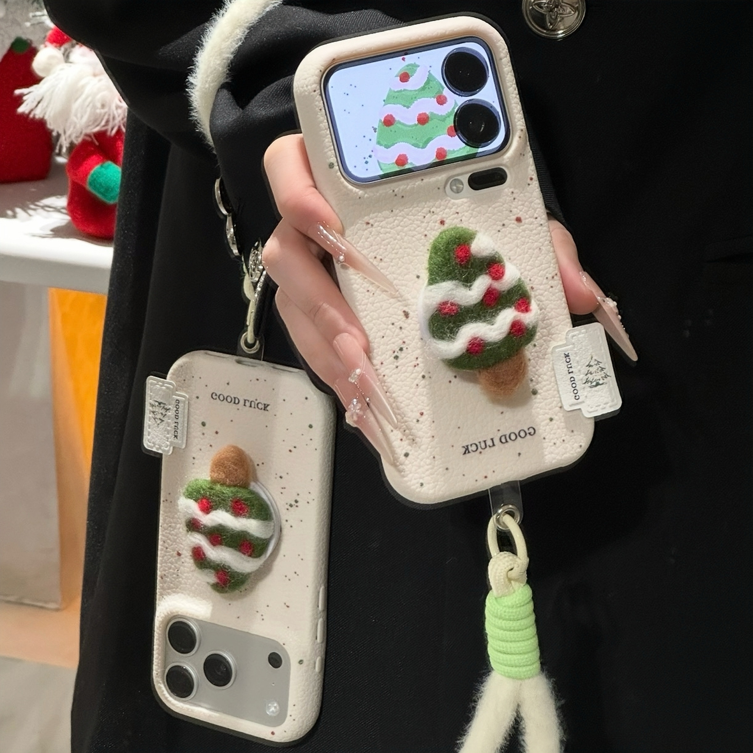 彩墨圣诞树适用iPhone17promax苹果16挂绳手机壳华为Pura70新款圣诞树支架vivox200皮纹TPU小米17Pro荣耀400,3C数码配件,手机保护套/壳,淘宝优惠券,粉丝福利购,淘宝优惠卷