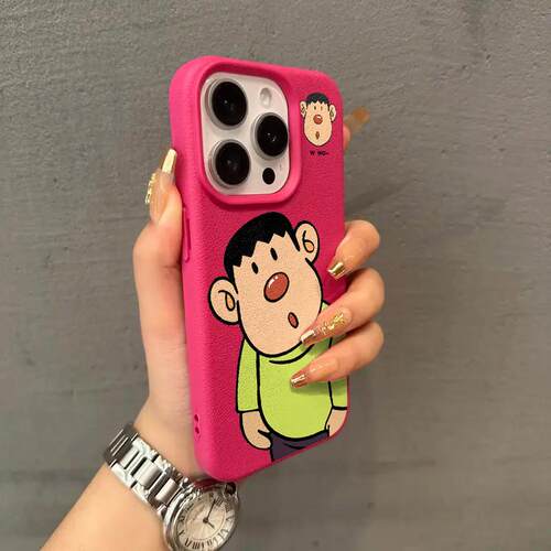 红鼻呆呆胖虎适用苹果16/15promax手机壳iphone14pro可爱卡通13软壳12女新款11荔枝纹肤感防摔plus多色软套壳