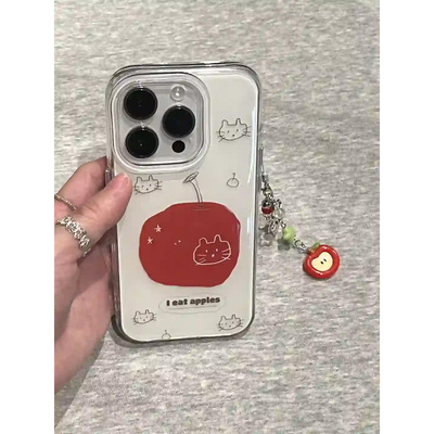 可爱猫咪苹果适用苹果15promax手机壳16pro华为mate60新款pura70大孔白色OPPOReno12/vivos19x100女小米挂绳