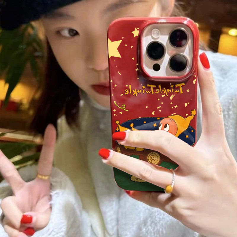 跷跷板星星人适用苹果16/17promax手机壳iphone16pro可爱卡通13/14软12新款11果冻酒红肤感防摔plus情侣x/xr