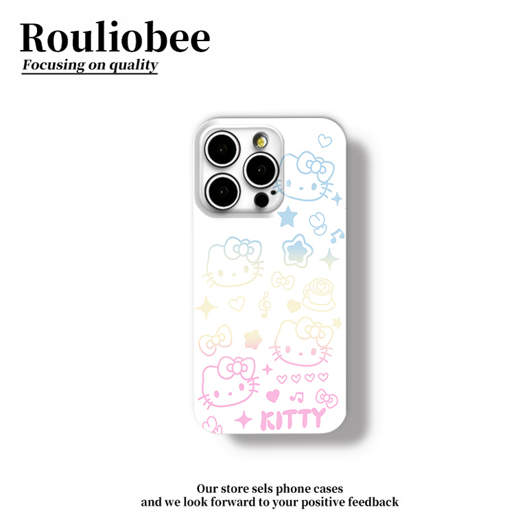 渐变线条KITTY猫适用苹果16promax手机壳15pro华为mate70新款pura70菲林壳OPPOReno14/vivos30x200超火小米15