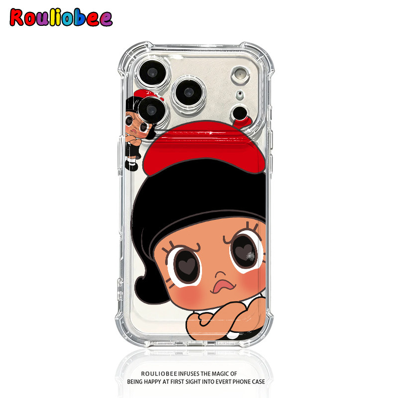 茉莉生气女孩适用iPhone17promax苹果16pro手机壳华为Mate80新款透明气囊壳vivox300荣耀500防摔小米17Pro软 - 实物图