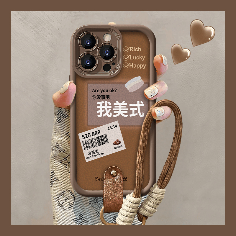 我美式标签适用苹果15promax手机壳16pro华为mate60新款pura70腕带OPPOReno12挂绳vivos19x100女iQOOz9小米14