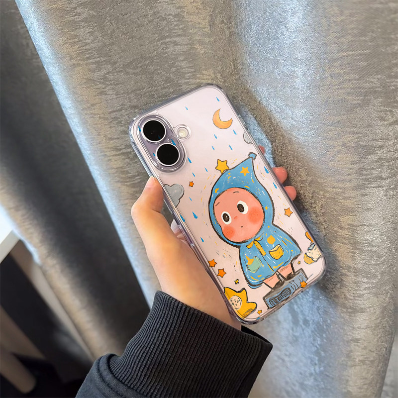 卡通雨衣星星人适用苹果17promax手机壳iPhone16太空壳华为Mate80防摔Reno15vivox300小米17pro硅胶荣耀500软
