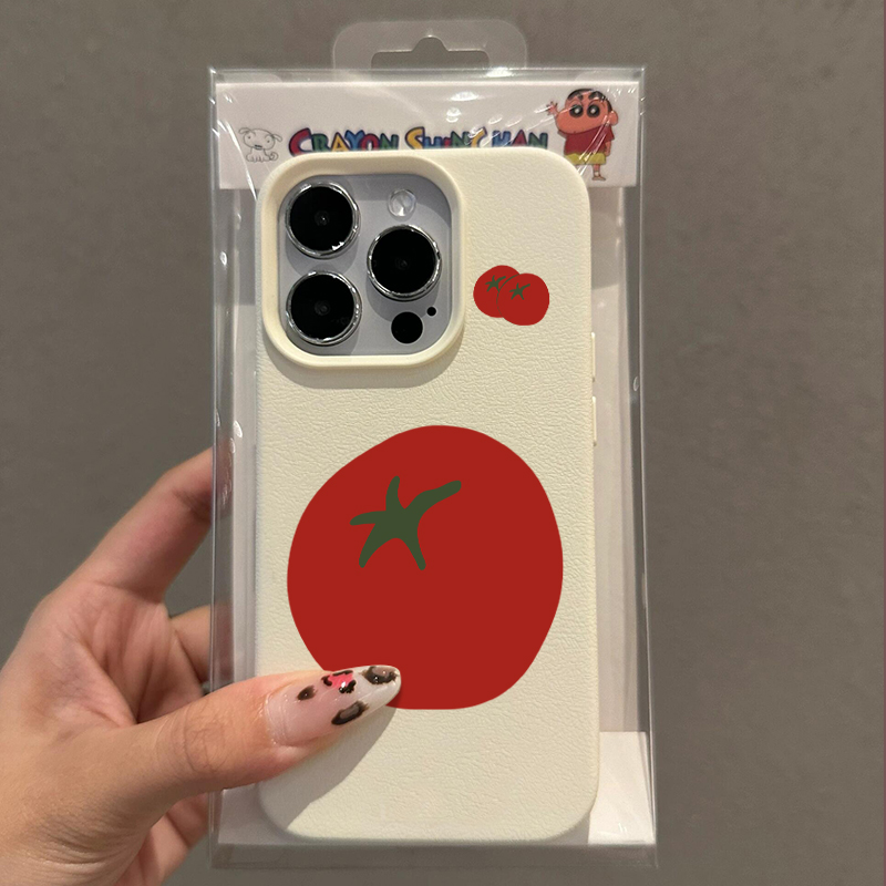 大西红柿适用苹果16/15promax手机壳iphone14promax可爱卡通13软壳12女新款11荔枝纹肤感防摔plus多色软套壳