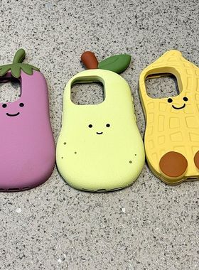 立体可爱jellycat紫色茄子大雪梨好事花生适用iPhone17/16promax手机壳苹果15/14pro防摔闺蜜13软硅胶12防摔