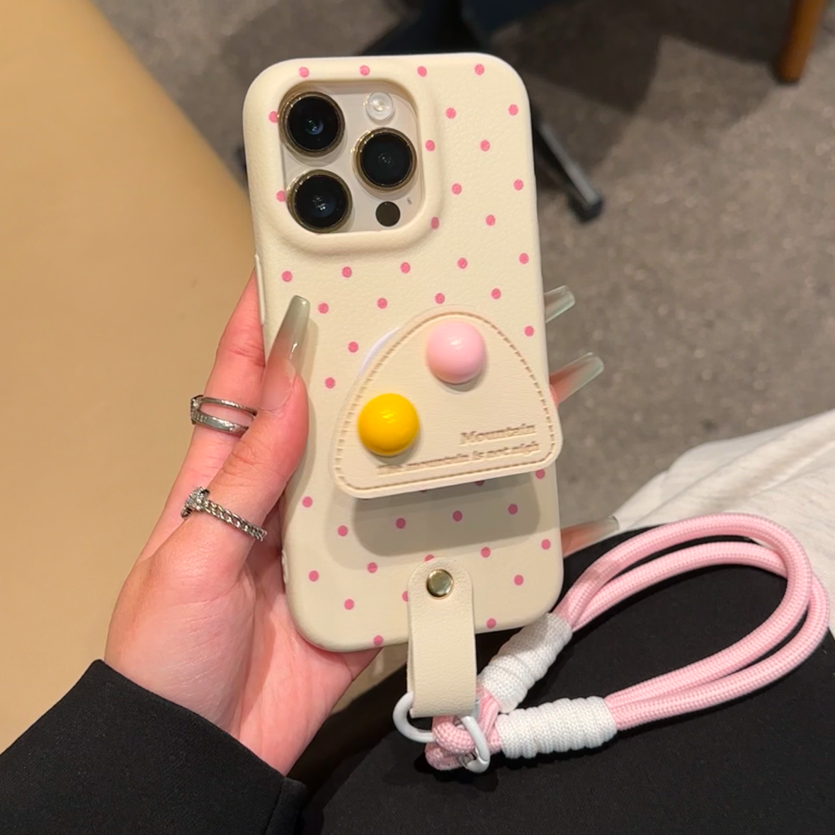 皮纹TPU蓝色波点适用苹果iphone16promax手机壳15promax趣味网红超火华为pura70Pro女mate60/50支架挂绳软壳
