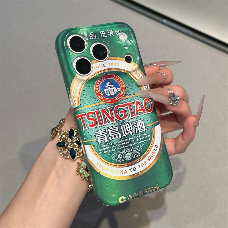创意青岛啤酒适用苹果17promax手机壳16Pro华为mate80新款pura80菲林硬壳OPPOReno15/vivox300防摔小米17pro